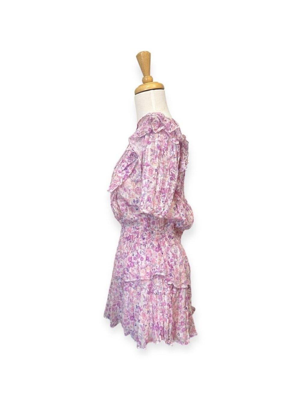 LoveShackFancy Natasha Floral Mini Dress Size S Small Pink Purple - Picture 2 of 8